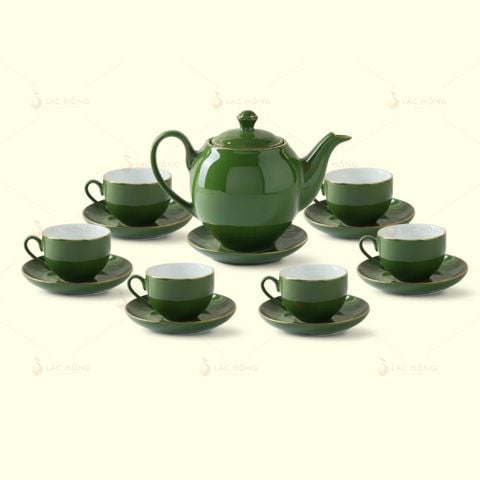  Bộ Trà Dáng Minh Long Men Lục Kẻ Vàng 