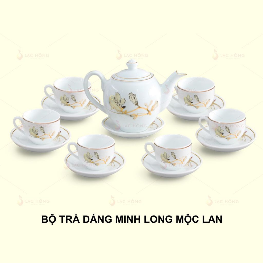 Bộ Trà Dáng Minh Long Mộc Lan Kẻ Vàng
