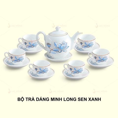  Bộ Trà Dáng Minh Long Sen Xanh Kẻ Vàng 