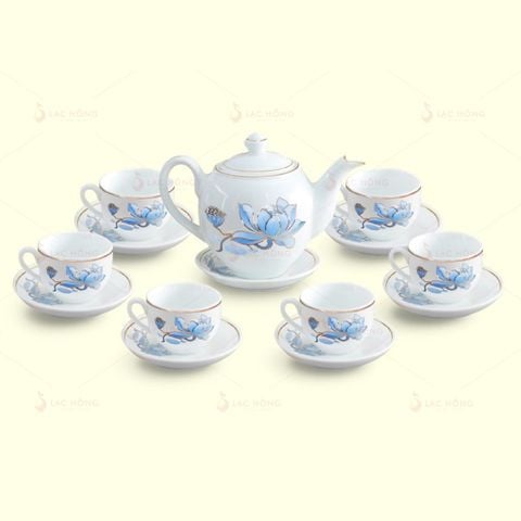  Bộ Trà Dáng Minh Long Sen Xanh Kẻ Vàng 