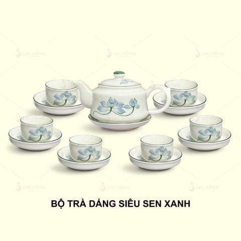  Bộ Trà Dáng Siêu Hoa Sen Xanh 