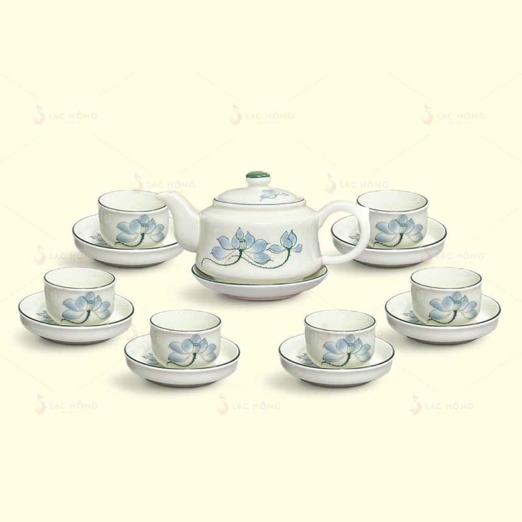 Bộ Trà Dáng Siêu Hoa Sen Xanh