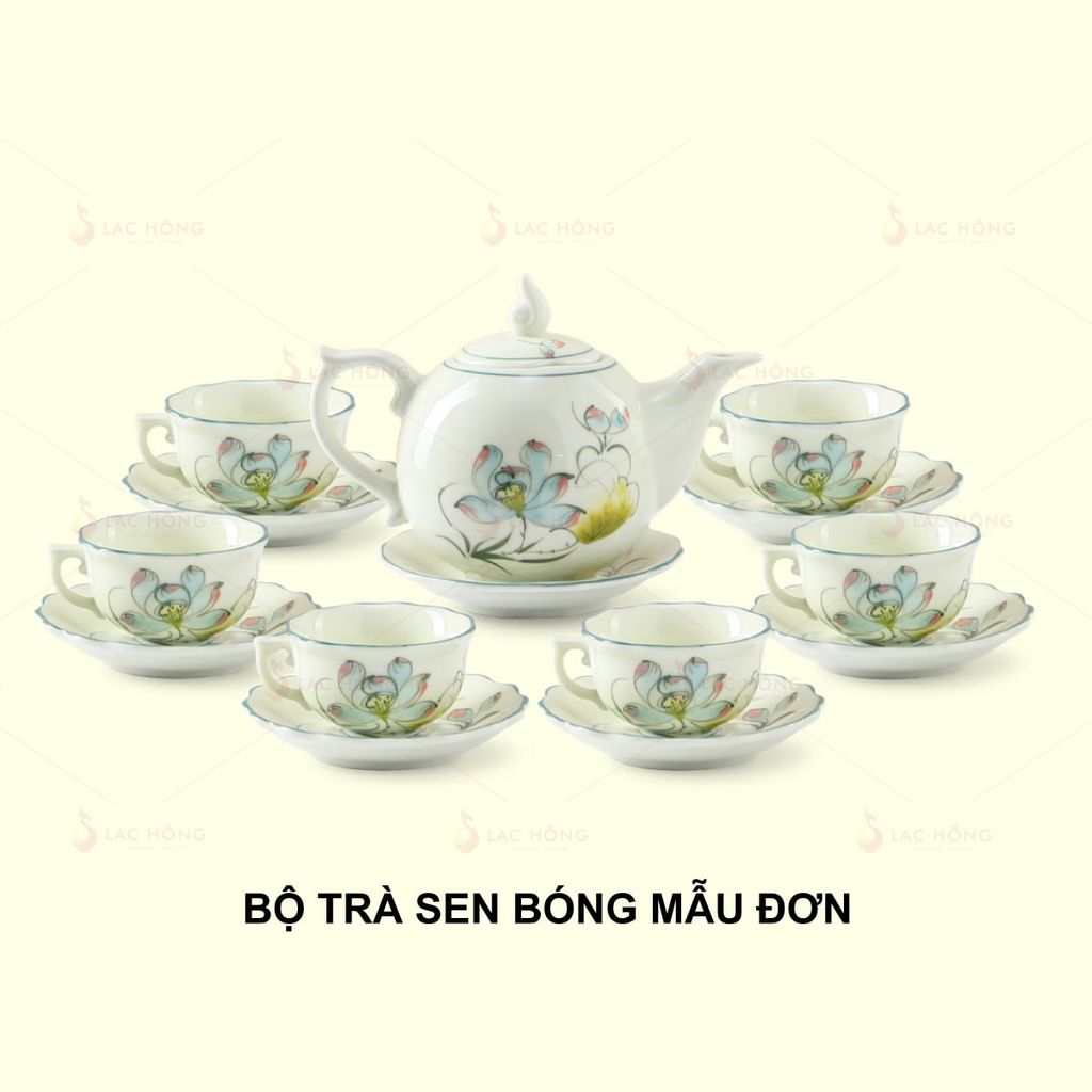 Bộ Trà Mẫu Đơn Hoa Sen Bóng