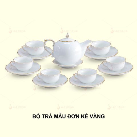  Bộ Trà Mẫu Đơn Trắng Kẻ Vàng 