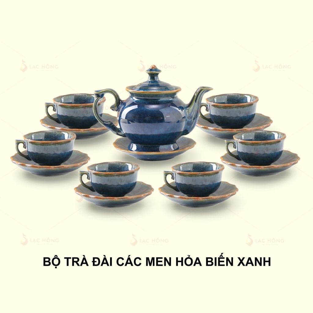 Bộ Trà Mẫu Đơn Men Hỏa Biến Xanh