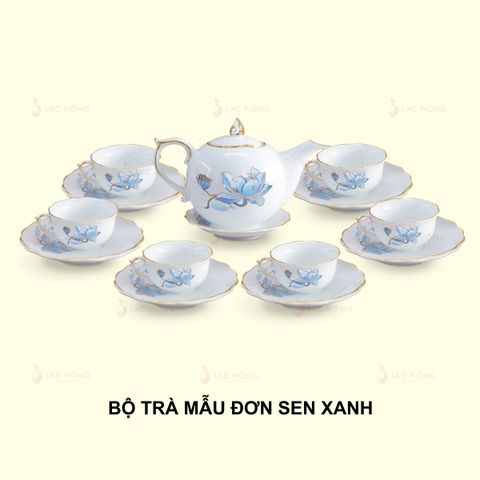  Bộ Trà Mẫu Đơn Sen Xanh Kẻ Vàng 