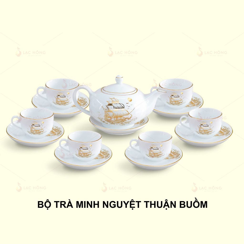 Bộ Trà Minh Nguyệt Thuận Buồm Kẻ Vàng