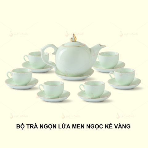  Bộ Trà Ngọn Lửa Men Ngọc Kẻ Vàng 