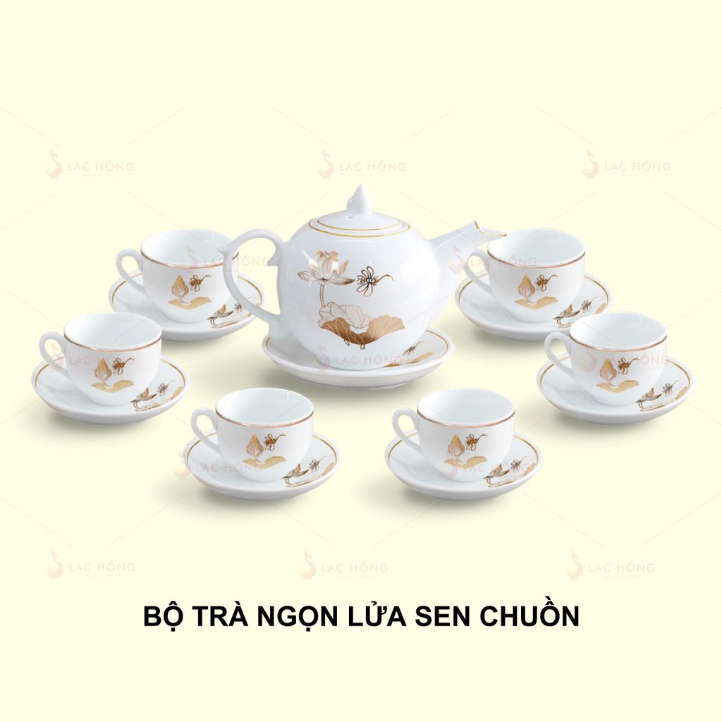 Bộ Trà Ngọn Lửa Sen Chuồn Kẻ Vàng