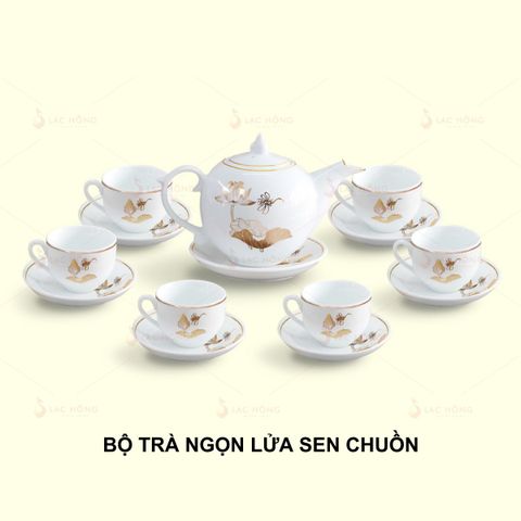 Bộ Trà Ngọn Lửa Sen Chuồn Kẻ Vàng 