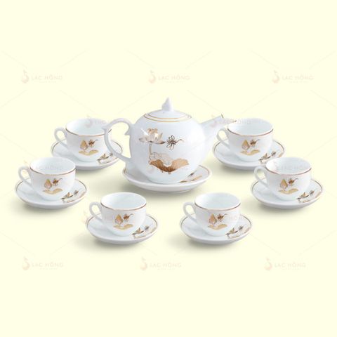  Bộ Trà Ngọn Lửa Sen Chuồn Kẻ Vàng 