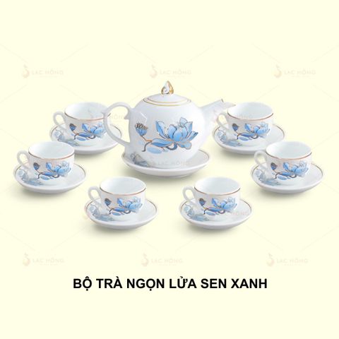  Bộ Trà Ngọn Lửa Sen Xanh Kẻ Vàng 