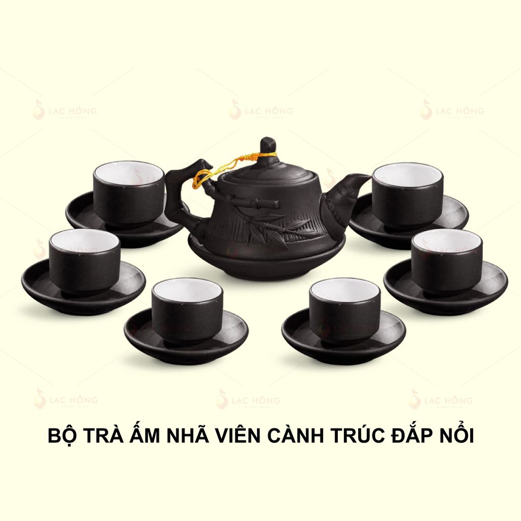 Bộ Trà Nhã Viên Cành Trúc Đắp Nổi