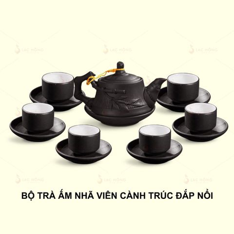  Bộ Trà Nhã Viên Cành Trúc Đắp Nổi 