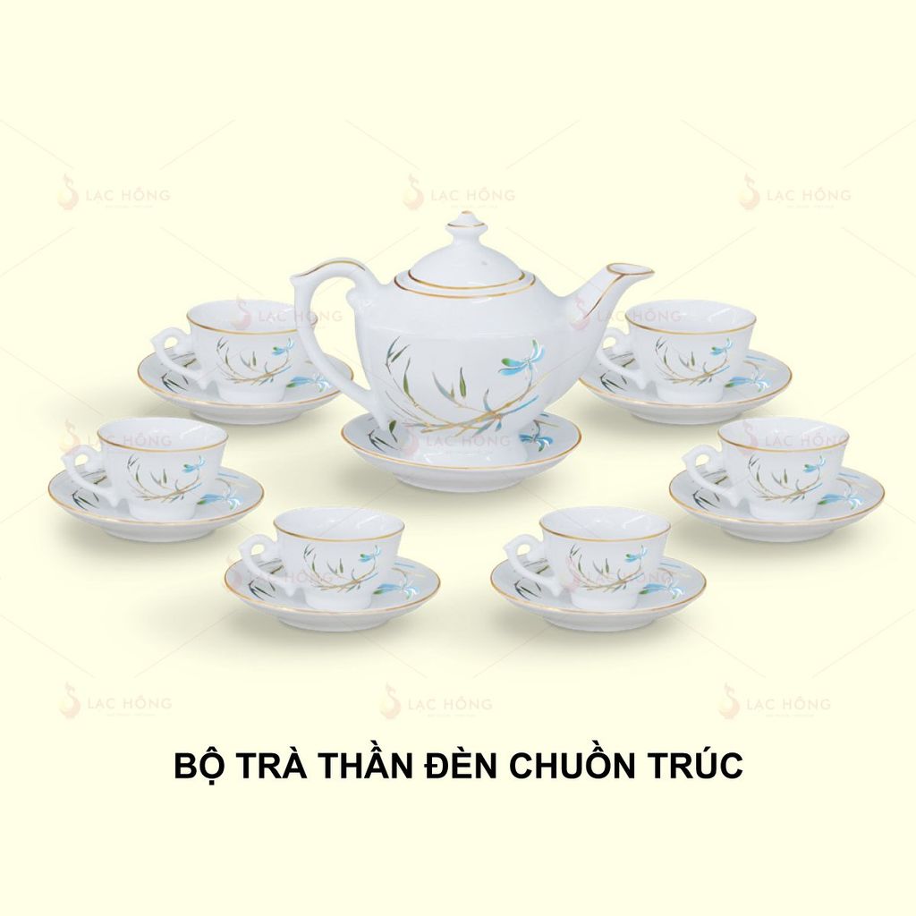 Bộ Trà Thần Đèn Chuồn Trúc Kẻ Vàng