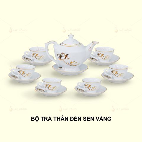  Bộ Trà Thần Đèn Sen Vàng Kẻ Vàng 