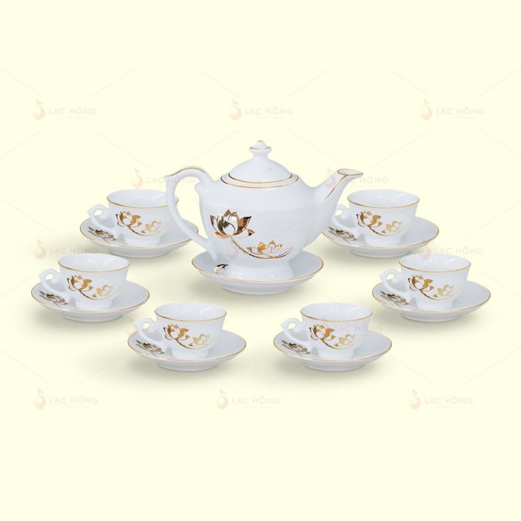 Bộ Trà Thần Đèn Sen Vàng Kẻ Vàng