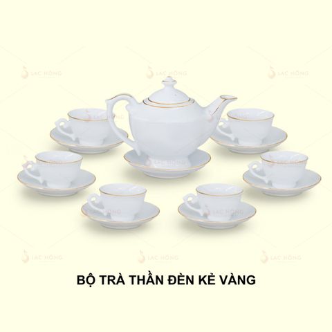  Bộ Trà Thần Đèn Trắng Kẻ Vàng 