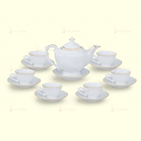  Bộ Trà Thần Đèn Trắng Kẻ Vàng 