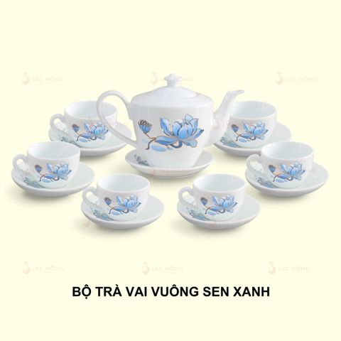  Bộ Trà Vai Vuông Hoa Sen Xanh 