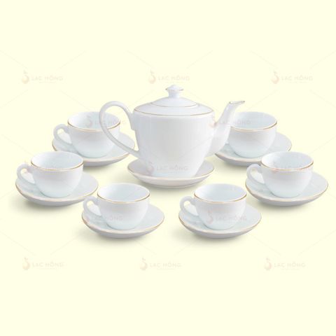 Bộ Trà Vai Vuông Trắng Kẻ Vàng 
