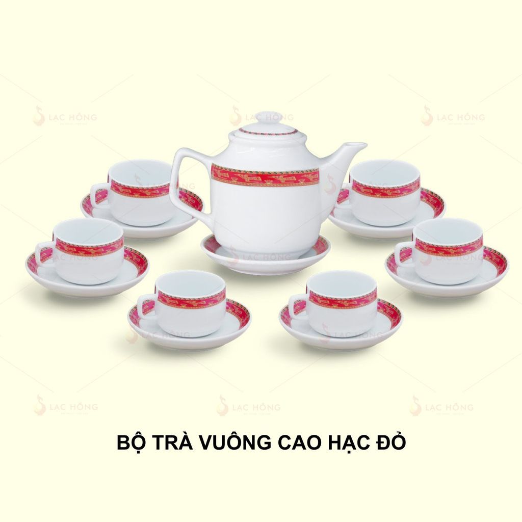 Bộ Trà Vuông Cao Hạc Đỏ