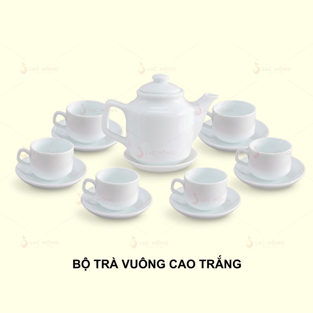 Bộ Trà Vuông Cao Trắng