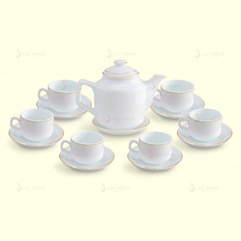  Bộ Trà Vuông Cao Trắng Kẻ Vàng 