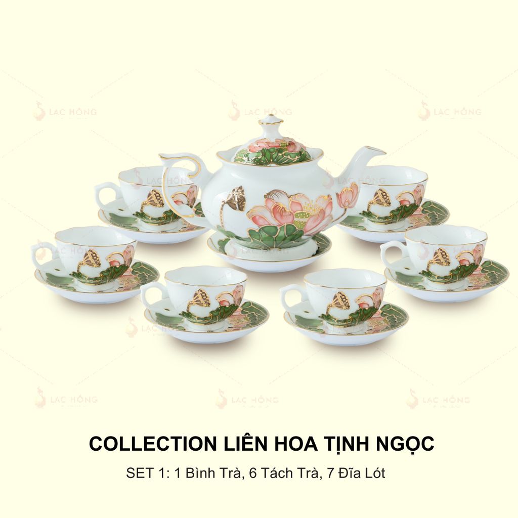 Set 1: Bộ Ấm Trà Liên Hoa Tịnh Ngọc