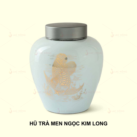  Hũ Trà Men Ngọc Kim Long Vẽ Vàng 