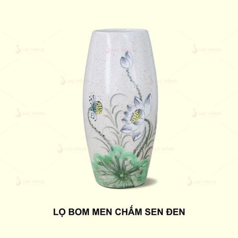  Lọ Hoa Dáng Bom Men Chấm Sen Đen 