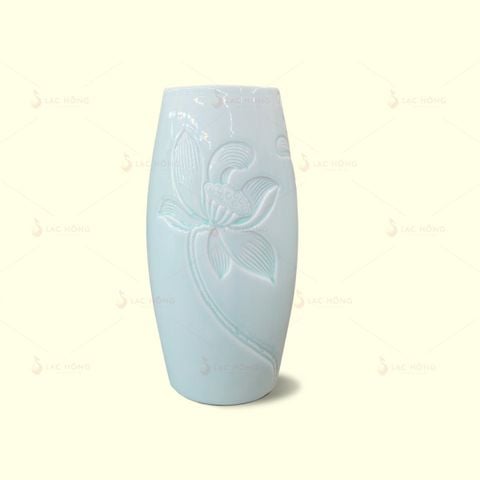  Lọ Hoa Dáng Bom Men Ngọc Khắc Sen 