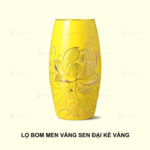  Lọ Hoa Dáng Bom Men Vàng Sen Đại Kẻ Vàng 