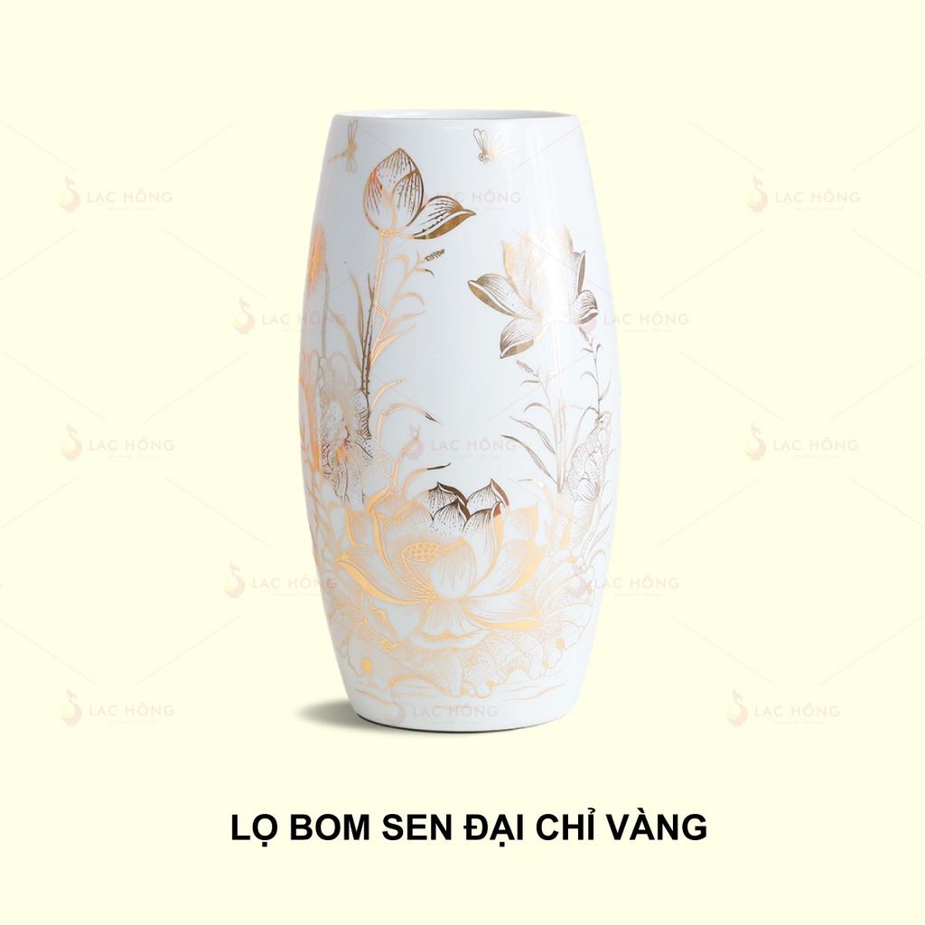 Lọ Hoa Dáng Bom Sen Đại Chỉ Vàng