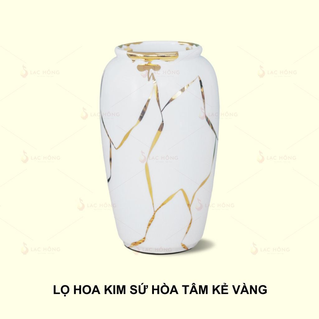 Lọ Hoa Kim Sứ Hòa Tâm Kẻ Vàng