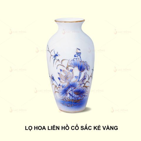  Lọ Hoa Liên Hồ Cổ Sắc Kẻ Vàng 