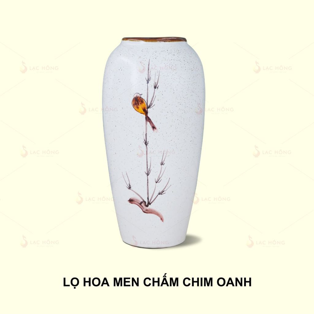 Lọ Hoa Men Chấm Chim Oanh