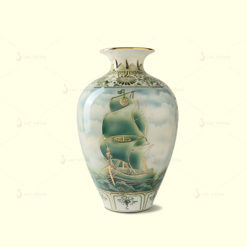 Lọ Hoa Thuận Buồm Xuôi Gió Tích Lục Kẻ Vàng