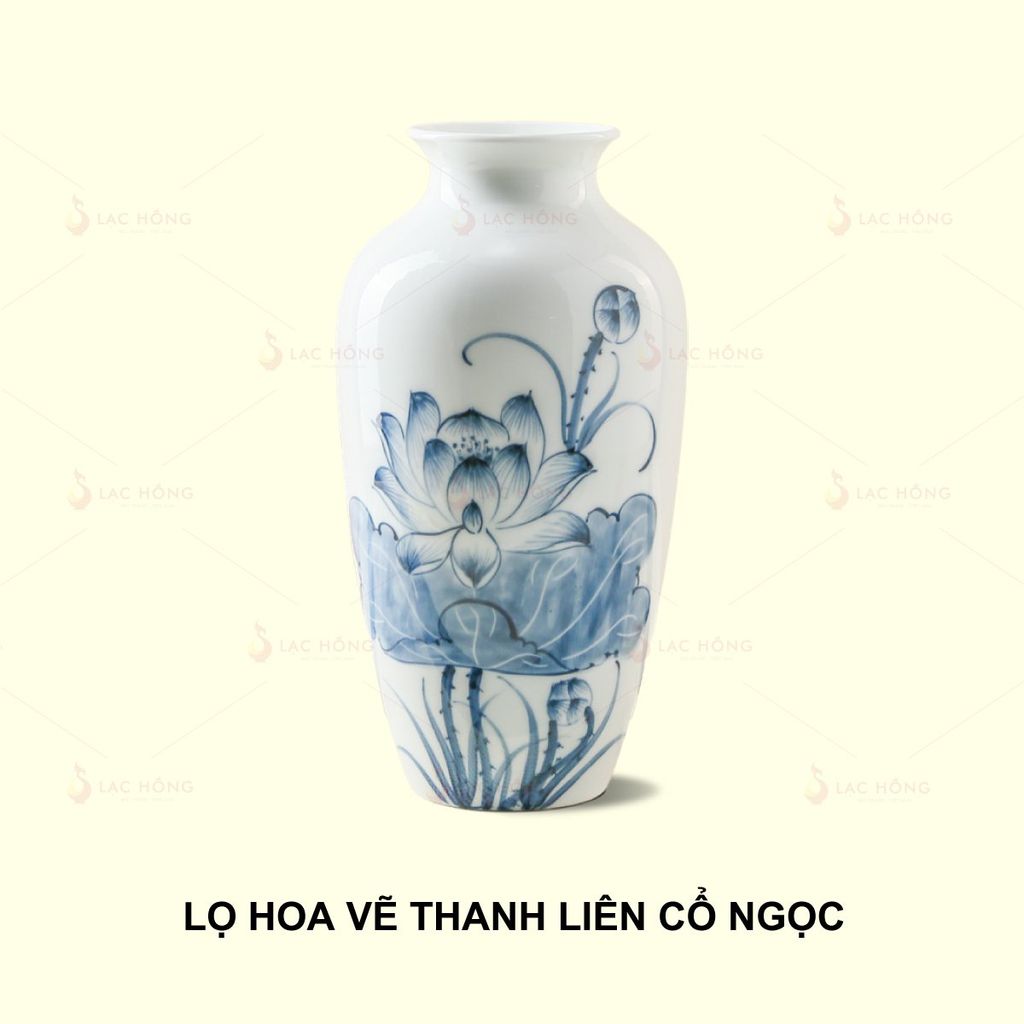 Lọ Hoa Vẽ Thanh Liên Cổ Ngọc