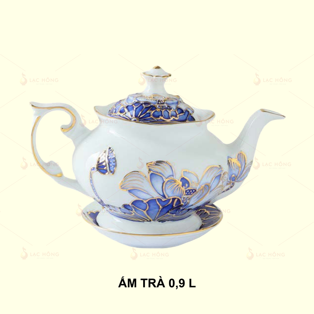 Set 2: Bộ Ấm Trà Đầy Đủ Liên Hoa Lam Ngọc
