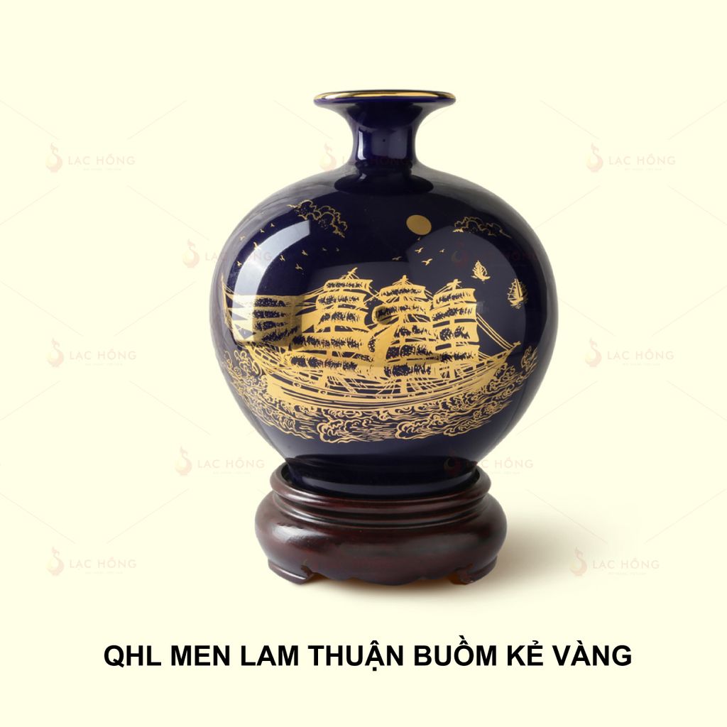 Quả Hút Lộc Men Lam Thuận Buồm Xuôi Gió Kẻ Vàng