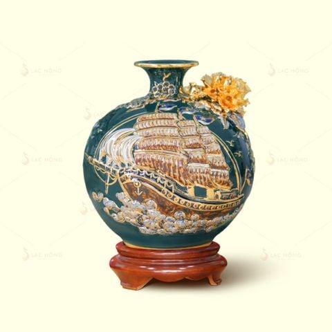  Quả Hút Lộc Men Lục Thuận Buồm Xuôi Gió Đắp Nổi Kẻ Vàng 