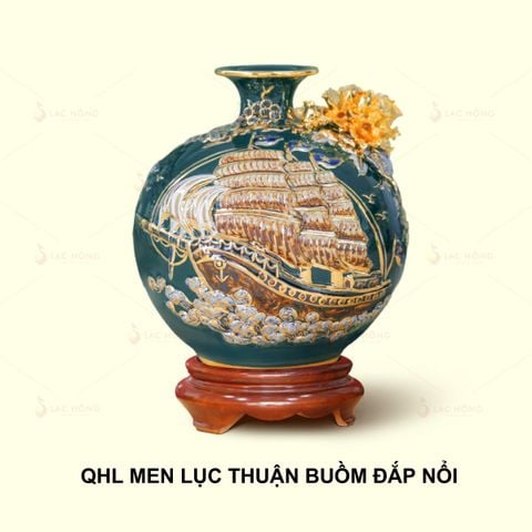  Quả Hút Lộc Men Lục Thuận Buồm Xuôi Gió Đắp Nổi Kẻ Vàng 
