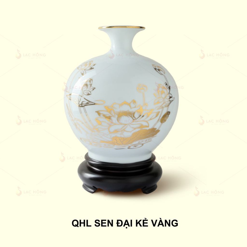 Quả Hút Lộc Men Trắng Sen Đại Kẻ Vàng