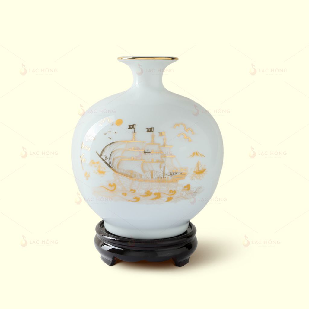 Quả Hút Lộc Men Trắng Thuận Buồm Xuôi Gió Kẻ Vàng