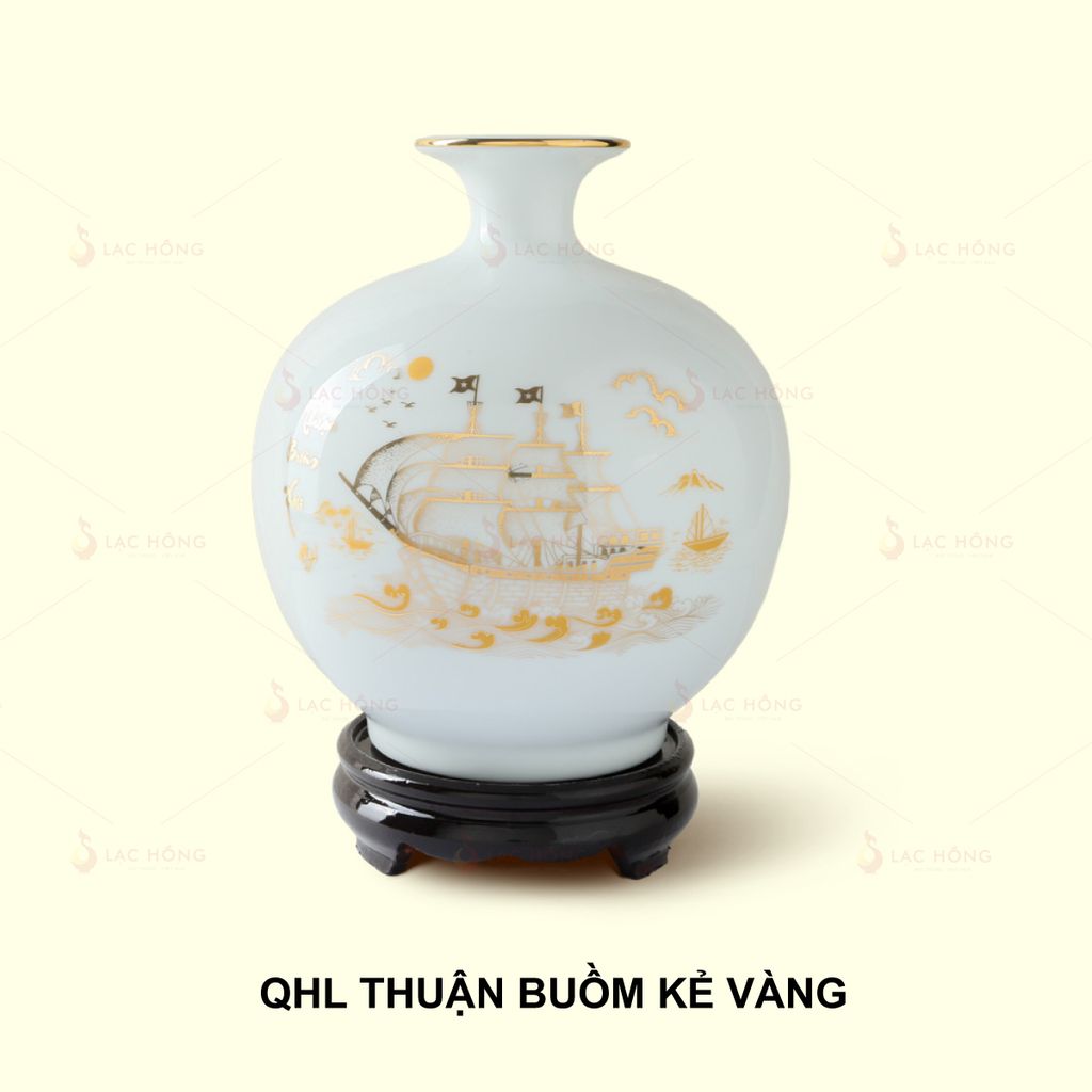 Quả Hút Lộc Men Trắng Thuận Buồm Xuôi Gió Kẻ Vàng