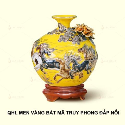  Quả Hút Lộc Men Vàng Bát Mã Truy Phong Đắp Nổi Kẻ Vàng 