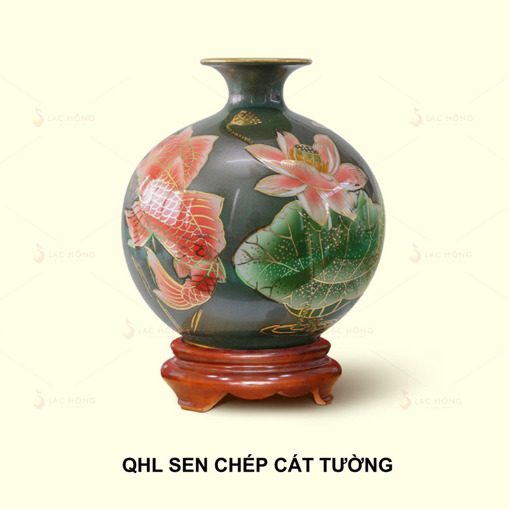 Quả Hút Lộc Sen Chép Cát Tường Kẻ Vàng