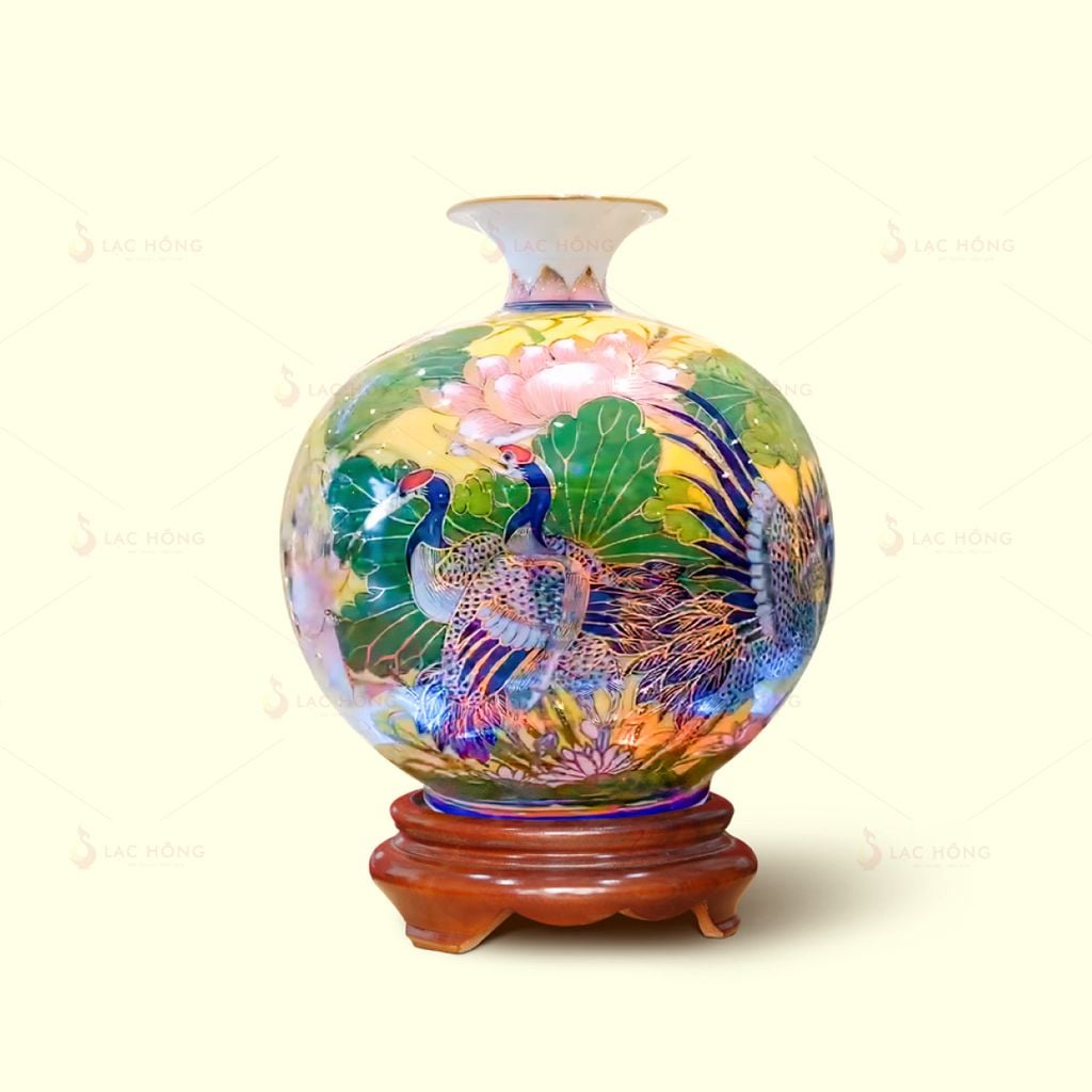 Quả Hút Lộc Sen Hạc Bình An Kẻ Vàng