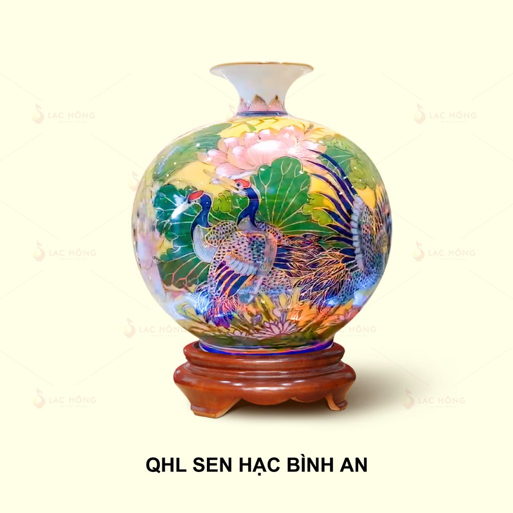 Quả Hút Lộc Sen Hạc Bình An Kẻ Vàng